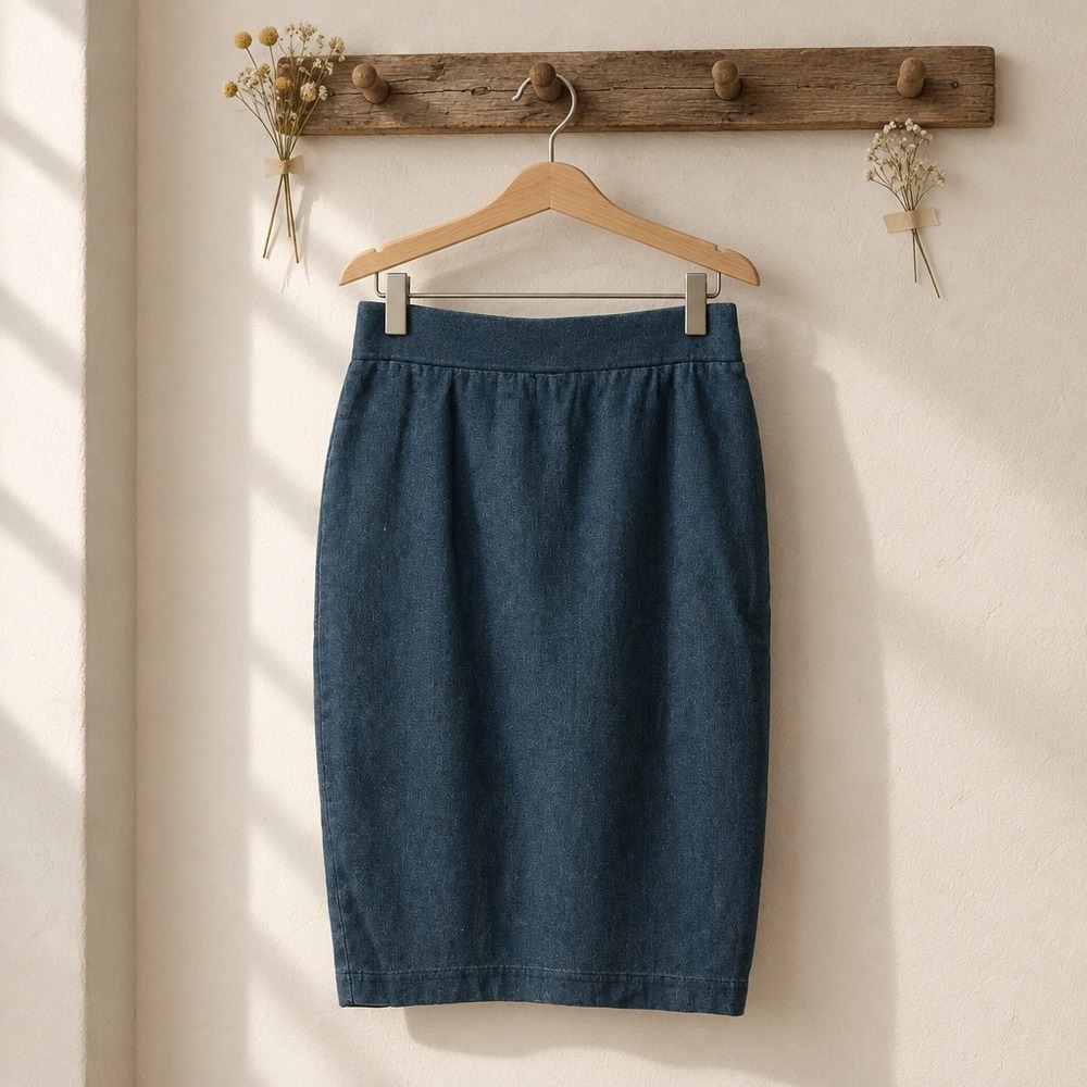 Joules Womens Dark Wash Denim Pencil Skirt Blue High Waist Knee Length Size US 6